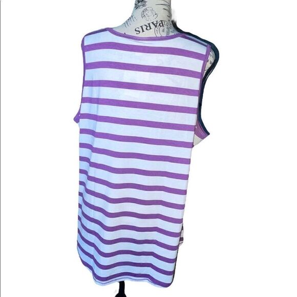 LuLaRoe Womens 3XL White & Purple Striped Tank Top Sleeveless Layering Plus Size - Picture 7 of 11